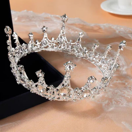 Bai Qixin crown tiara full circle birthday headband children's crystal crown performance coming of age ceremony proposal and certificate headdress color-full circle
