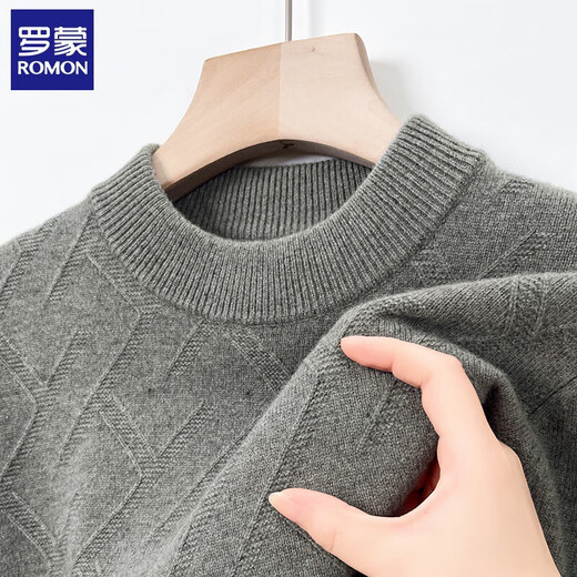 Romon Pure Cardigan Herbst und Winter verdickte warme Wolle halbhohe Hals Basis Strickpullover mittlerer und älterer Pullovermänner 9708 Kieferngrau Braun 180/2xl [Empfohlen 150-170jin [Jin gleich 0,5 kg]]]