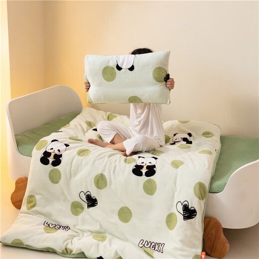 Yalu milk velvet children's quilt cover 120x150 single printed quilt cover single piece kindergarten winter thickened warm quilt lucky panda double-sided velvet thickened warm 120*150cm quilt cover single piece