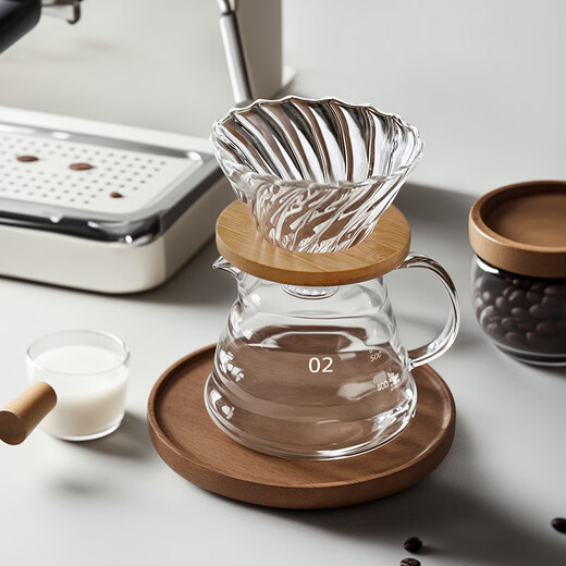 CLITON glass hand-brewed coffee pot with scale sharing pot drip filter coffee filter cup set for 1-4 people