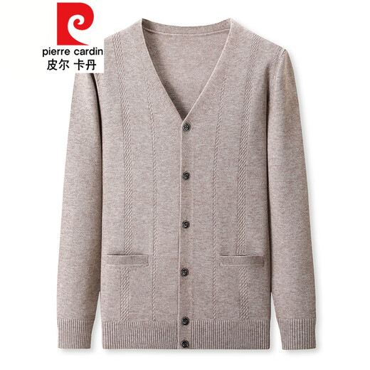 Pierre Cardin Dad Woll Cardigan Herren Frühlings- und Herbst-Taschen-Strickjacke mittleren und älterer Herbst- und Winterpullover Wollpullover hellgrau hyx-k2201 weich und gepackt XL-175 [geeignet für 140-155 Jin [Jin gleich 0,5 kg] Verschleiß] Größe