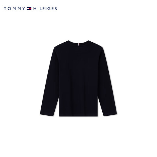 TOMMY HILFIGER童装男休闲简约字母刺绣圆领内搭打底衫长袖T恤TH2412015 藏青色654 150 M/150cm