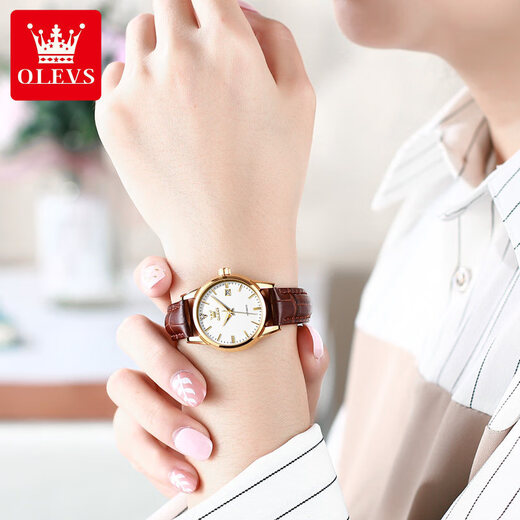 Oliver Swiss zertifiziert brandneue Uhr für 2025 für Frauen mechanische Watch Light Luxus Nische Frauen Uhr Top Ten Dünngürtel 6629 braune Leder weiße Frauen ()
