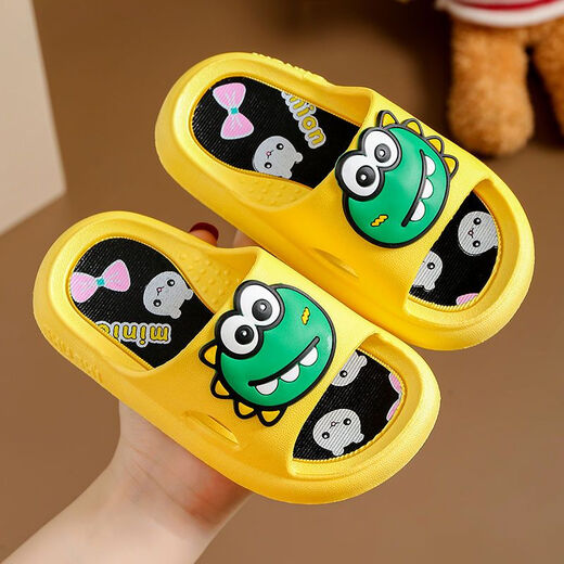 Remtin Children's Slippers Boys Summer Cute Cartoon Pikachu Home Non-slip Slippers for Medium and Big Boys Baby Sandals A33 Upgraded Soft Sole Pikachu Yellow 26-27 Codes 16-16.5 Feet Long Wear