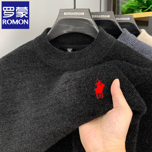 Romon (Romon) Integrierter Samt-Männerpullover plus Samt verdickte Herbst- und Winter-Jugendrunde Hals Pullover warm gestricktes Basishemd Beige [verdickt] Samt 180/2xl [Gewicht 150-170jin [Jin gleich 0,5 kg]]]