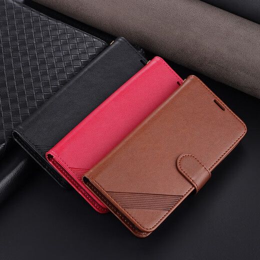 居小智适用红米note12Turbo手机壳翻盖皮套23049RAD8C钱包插卡外壳全包防摔磁扣保护套 红米note12Turbo【玫红】