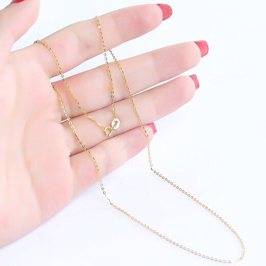 Zhongyi 18K gold necklace women's O-shaped chain clavicle chain plain chain gold rose gold color gold extended fine single chain K gold color about 2.0mm50cm thick