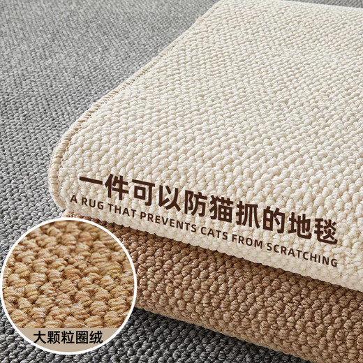 Yijian cat-scratch-proof Japanese-style carpet bedside blanket living room sofa bedroom room bedside bay window studio floor mat for photo taking camel 80*120cm