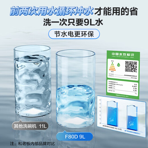 Robam floor-standing model F80D black dishwasher 15+1 set to remove heavy oil stains, embedded hot air drying and disinfection 168h long-term storage, washing and disinfection integrated home independent layered washing machine