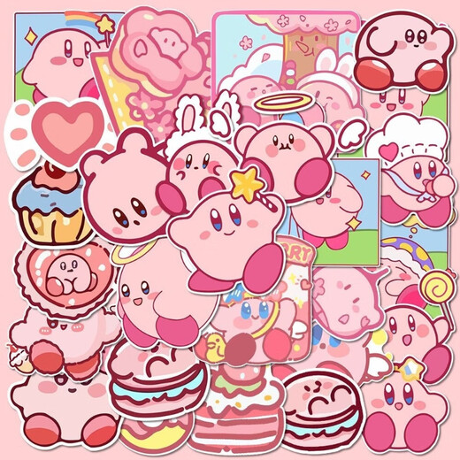 Cute Star Kirby Stickers Cartoon Mobile Phone Stickers Tablet Water Cup Handbook DIY Small Stickers Waterproof Stickers Randomly 20 sheets