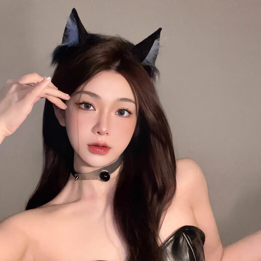 Man Sheng Cat Ears Headband Hairband Cute Plush Hair Accessories Dress Up Hairpin Valentine's Day Animal Ear Hairpin Lolita Headband Black and White Cat Girl Hairband