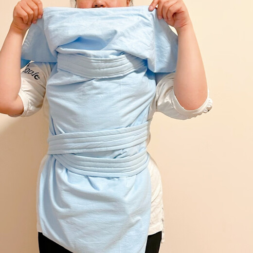 四川传统薄棉背巾前后两用婴儿后背老式背带抱式宝宝外出简易背袋 全棉布深蓝色