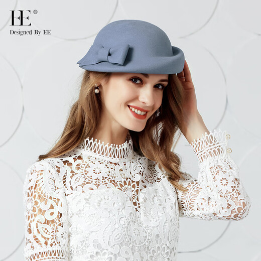 EE Hiver Nouveau toppers en laine polyvalente tendance littéraire européenne et américaine élégante British Hat 5116 Black Réglable (53-57 cm)