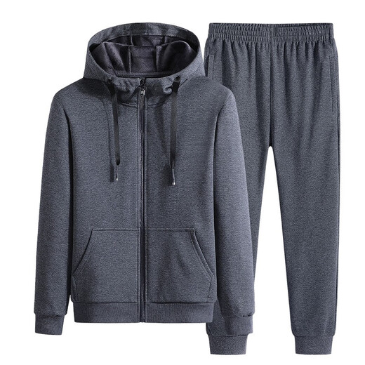 Jiejiamengko Marke Cotton Hooded Sweatshirt Binding Hosen Anzug Männer Lose großer Farbe Casual Sports zweiteilige Männer Schwarz Binden 9930 xl