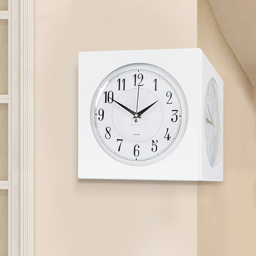 Die Geschichte der Zeit zweiseitige Wanduhr Wohnzimmer Home Stylish White Wall Ecke Hanging Tisch einfache doppelseitige Uhr Eckuhr Hängende Wand 9197 große Größe-Schwarzer Walnussrahmen