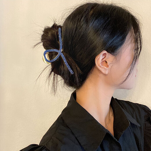 BARY REEF's new Internet celebrity shark clip frosted texture metal gripper hairpin hairpin back of the head textured hairpin for female adults black shiny gripper clip (11cm)