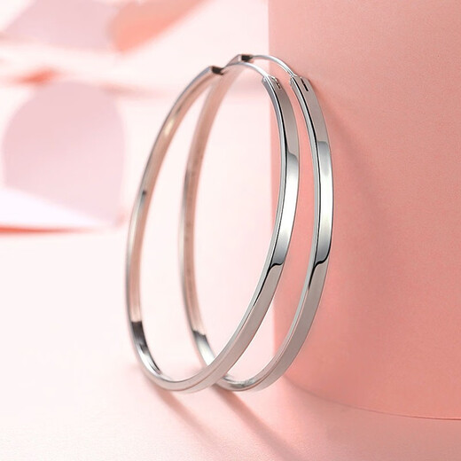 Jiuchangshi Fang Guang 999 sterling silver earrings for women, large size pure silver large earrings birthday gift for girlfriend, pure silver 999 30mm