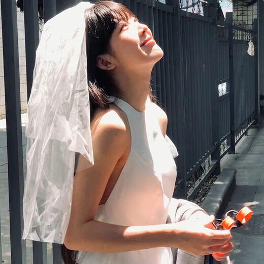 Jingli Jingda veil and marriage marriage bride headdress photo confession registration puffy yarn decoration white veil children's veil proposal veil - hairpin style