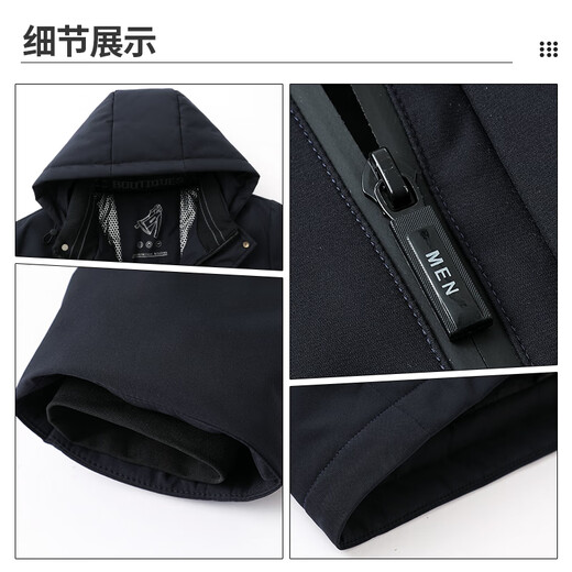 TOMMYBULL American TOMMY Tommy Thickened Men's Cotton Winter Jacket Casual Windproof Warm Cotton Jacket Winter Cotton Jacket Men's Navy 185/2XL (Recommended 150-175Jin Jin equals 0.5 kg)