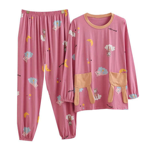 Shihua Lane 200 Jin [Jin entspricht 0,5 kg] Fettes Mädchen großer Größe Pyjamas Frauen Langarm Cartoon Set Lose Home-Kleidung, die Sie außerhalb des Herbstes tragen können Fett MM 6169 Grau 4xl 130-180 Jin [Jin gleich 0,5 kg]