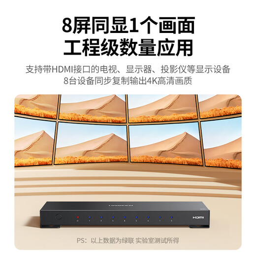 Green Network HDMI Distribuidor Un minuto Ocho en 8 en 8 Out Desktop de la computadora portátil de alta definición de alta definición conectado a la pantalla de ocho pantalla del proyector de TV Monitor 90807