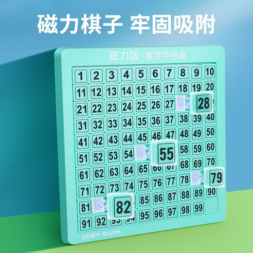 贝智鹿磁力版一数字华容道滑动拼图游戏幼儿园数学板小学生儿童启智玩具 强磁(36格)数字华容道6x6