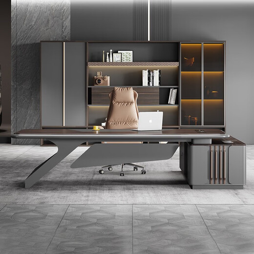 Shengyan boss desk light luxury office desk and chair combination simple modern executive desk executive president manager desk office furniture 2.4 meters boss table + boss chair