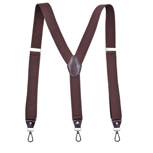 Yufan men's strap suspender pants clip fixture extended and adjustable business formal wear back non-slip suspender solid color clip three-clip hook buckle leather head-black