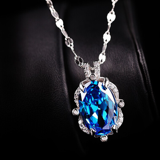 IDee CREATIVE IDER FOR YOU France IDee Ocean Heart Blue Silver Necklace Women's 925 Silver Pendant Spring and Summer Light Luxury Simple Fashion Accessories Gift Temperament Blue Chain Length 45cm Pendant 1.5*2cm