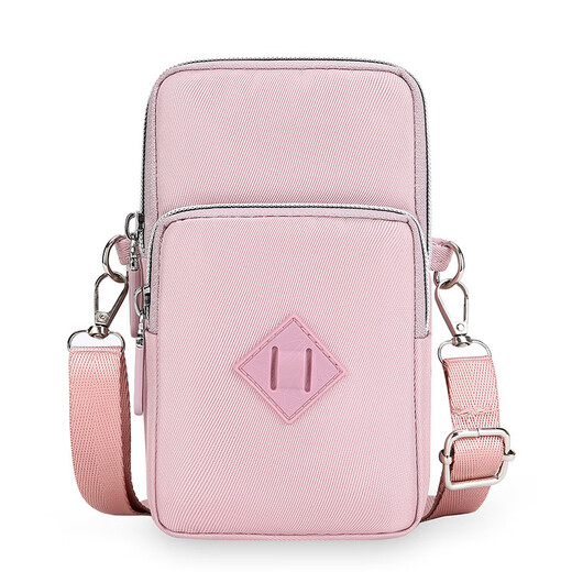 Tuzun Summer Mobile Phone Bag 2024 New Women's Mini Vertical Oxford Cloth Bag Multi-layer Crossbody Wrist Sports Arm Bag Khaki Pink