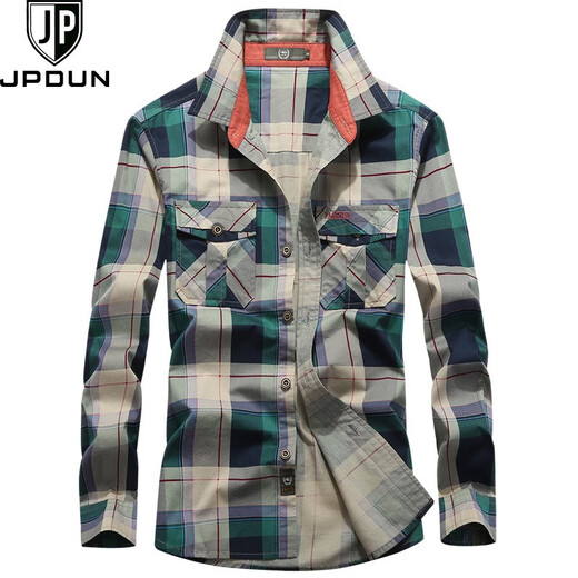 
JP autumn men's plaid long-sleeved shirt casual shirt 1592 red M (110Jin[Jin equals 0.5 kg]-125Jin[Jin equals 0.5 kg])
