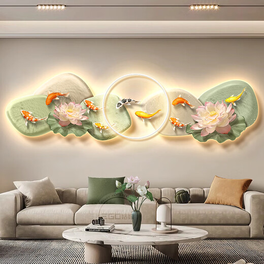 Mi Ling Jiuyu Picture Living Room Sofa Background Wall Decoration Painting Light Luxury High-end Stone to Run and Hang New Chinese Wall Jiuyu Playing B Warm Light Light Light Luxury 12035cm Double Layer UV Acrylic Carved Light Luxury I