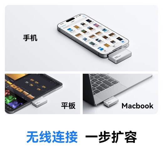 雷克沙（Lexar）移动固态硬盘苹果手机磁吸外接硬盘iphone高速便携PSSD SL400银色|无线直插 进阶摄影1050MB/s 1TB
