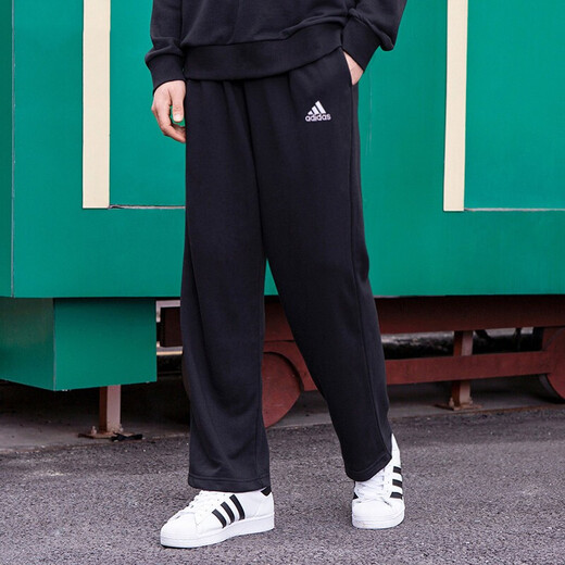 
adidas men's pants autumn new sports pants jogging pants comfortable breathable sweatpants casual knitted trousers GK9273/black/embroidery logo L 180