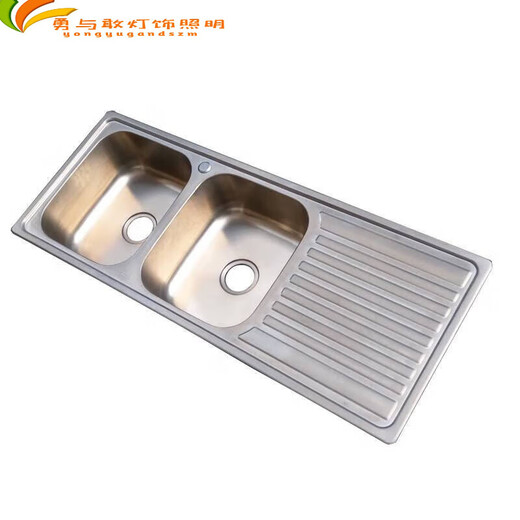 君默304不锈钢水槽双槽加长带解冻板不锈钢台盆一体拉伸洗菜盆S12048