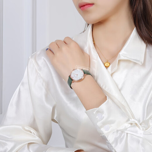 
Emporio Armani watch women, classic small green watch fashionable casual quartz watch, gift for girlfriend on Valentine's Day, small green watch belt AR11150 [small quantity arrives]