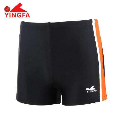 英发（YINGFA）儿童泳裤男童中大童平角游泳裤小男孩青少年速干泳裤2024新款 黑橙色24S653-1 110 【6码/腰围50-54CM】