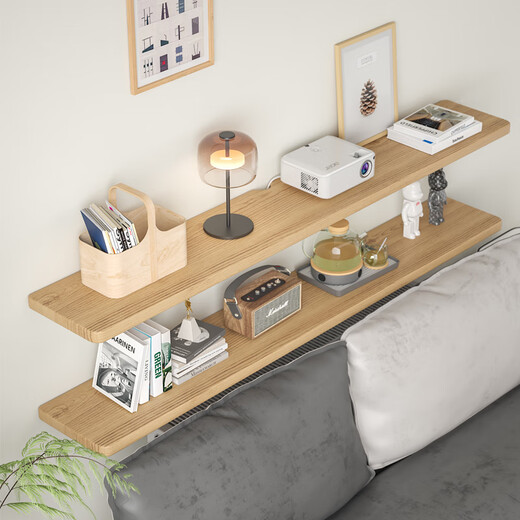 Lin's boy sofa rear shelf living room wall solid wood paint-free partition suspended wall TV cabinet one-word partition solid wood color 80*24cm upgraded and thickened