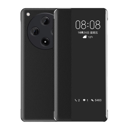 Gullfoss OppoFindx8 Case de téléphone mobile OppoFindx8pro Case de protection Version Satellite Communication All inclusive 5G Business Mirror Flip Cuir Cuir Anti-Fall Window Case Sélection Napa Cuir [noir] Flip Window Le cuir Case Oppo Find X8