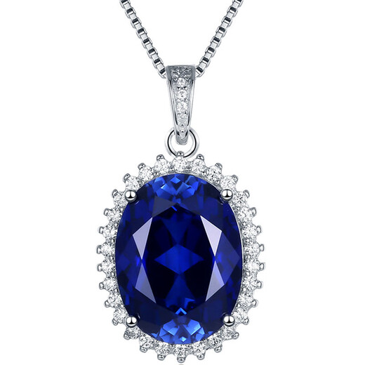 Princess Guran oval tanzanite sapphire necklace pendant for children clavicle sterling silver versatile colorful gems that do not fade white gold (main stone 8X10mm) without chain