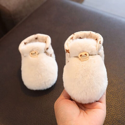 Tutu dawen nouveau-né bébé chaussures de coton 0-1 ans en automne et en hiver semelle douce-semelle de fourrure 6-12 mois ne vous débarrassez pas du couvercle de fitness portable à double face (beige) 1 paire une taille recommandée 0-12 mois (12 cm de longueur)