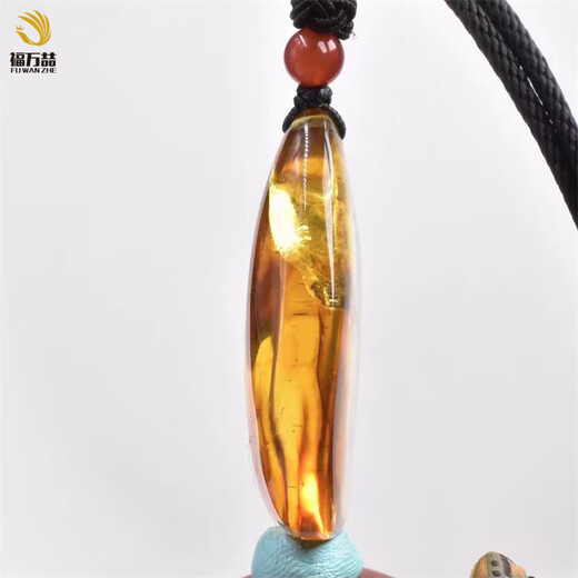 Fuwanzhe Insect Amber Pendant Natural Insect Amber Beeswax Pendant Fly Amber Water Drop Pendant 8.27g