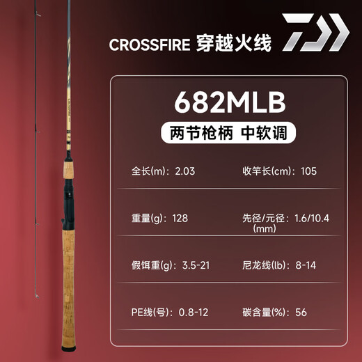 DAIWA CROSSFIRE Lure Rod 21 Crossfire Newbie Beginner Carbon Fishing Rod Straight Handle Gun Handle 2.03m 682MLB Gun Handle [New National Tour]