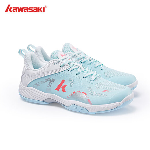 Kawasaki (KAWASAKI) badminton shoes 24 years new men's and women's professional badminton shoes non-slip and anti-torsion sports running tennis shoes ice cream - sea salt blue 43