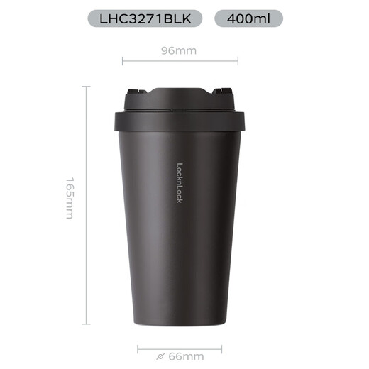 Serrure de verrouillage (verrouillage / verrouillage) Rencontrez l'isolation yuanqi et la tasse de café froid couverture de rebond pour hommes et femmes de beauté de beauté 400 ml noire LHC3271BLK Pink 400ml