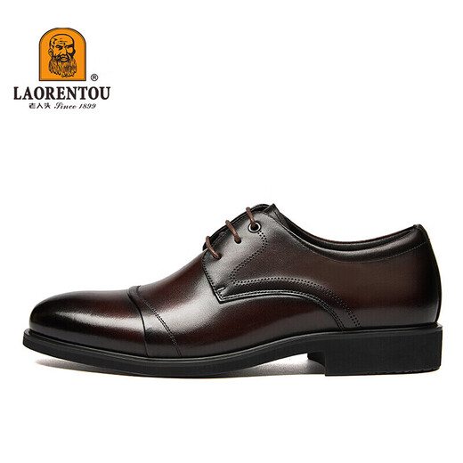 LAORENTOU pointed leather shoes men's casual soft sole formal wear business British work leather shoes 200240 coffee 42