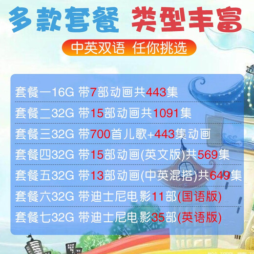 Animación infantil montada en automóvil de Xushansi D Disk TV Cartoon Cartoon Children's Teling Childhood Education Aprendizaje Especial disco USB (paquete cuatro_32) contiene 15 dibujos animados (configuración estándar oficial de inglés en inglés