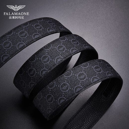 法莱阿玛尼（FALAMAONE）品牌男士皮带真皮自动扣商务裤腰带男生日礼物送男友老公 【实木礼盒】PD844Q枪扣-印花纹 115cm -130cm随机-联系客服指定