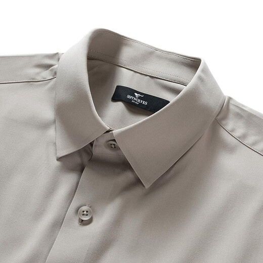 
Seven Wolf Short Sleeve Shirt Men's Summer Mint Fiber Lapel Shirt Men's Ice Cool Business Commuter Short Lining Men's Top 701 (Khaki)-Minn Fiber M 165