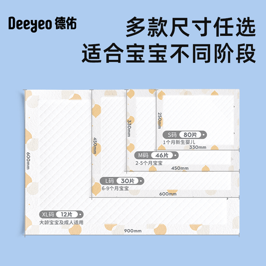 德佑婴儿隔尿垫一次性防水透气不可洗宝宝纸尿片8片 M码8片 33x45cm